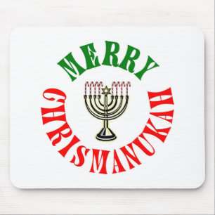 Vrolijke Chrismanukah- Kerstmis Chanukah Menora Muismat