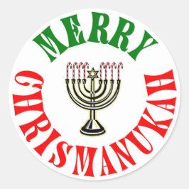 Vrolijke Chrismanukah- Kerstmis Chanukah Menora Ronde Sticker