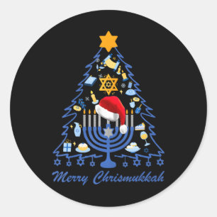 Vrolijke Chrismukkah Chanoeka Joodse Chanoeka Boom Ronde Sticker