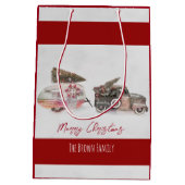 Vrolijke Christma kunst speelgoed truck en camper  Medium Cadeauzakje (Achterkant)