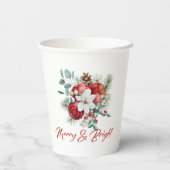 Vrolijke Christmas Vibe bloemen en appels boeket Papieren Bekers (Achterkant)
