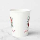 Vrolijke Christmas Vibe bloemen en appels boeket Papieren Bekers (Rechts)