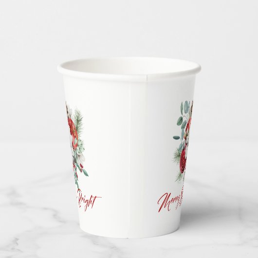 Vrolijke Christmas Vibe bloemen en appels boeket Papieren Bekers (Rechts)