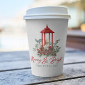 Vrolijke Christmas Vibe bloemen en lantaarn boeket Papieren Bekers