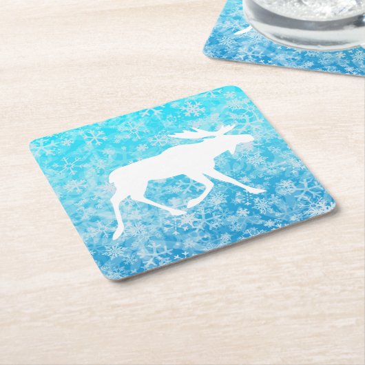 Vrolijke Christmoose Kartonnen Onderzetters (Schuin)