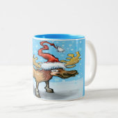 Vrolijke Christmoose Two-Tone Coffee Mok (Voorkant rechts)
