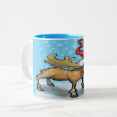 Vrolijke Christmoose Two-Tone Coffee Mok (Voorkant links)