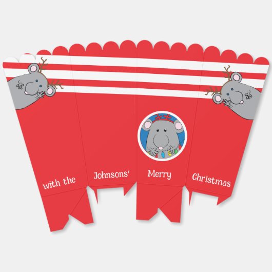 Vrolijke Christmouse Favor Boxes Bedankdoosjes (Ongevouwen)