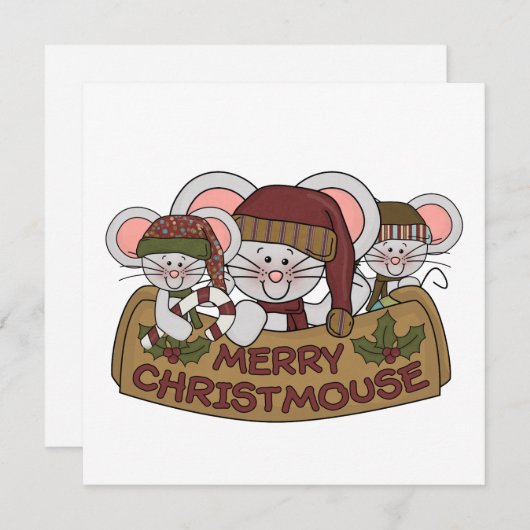 Vrolijke Christmouse Feestdagenkaart (Voorkant / Achterkant)