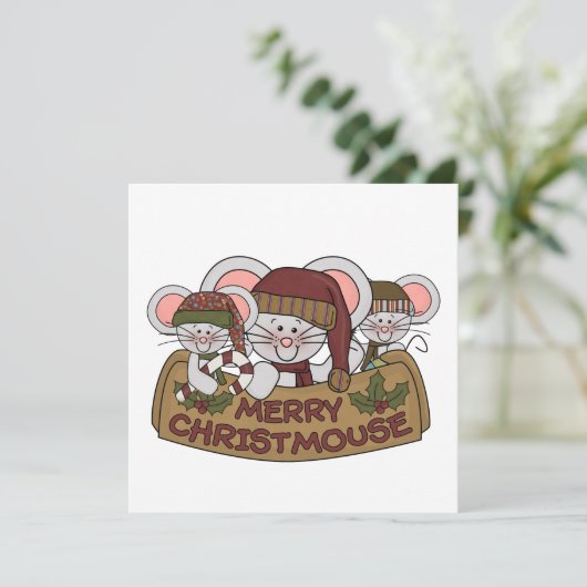 Vrolijke Christmouse Feestdagenkaart (Staand voorkant)