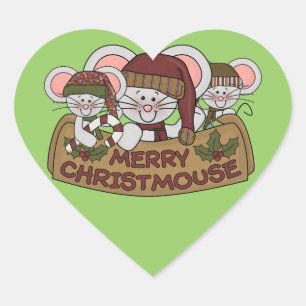 Vrolijke Christmouse Hart Sticker
