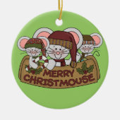 Vrolijke Christmouse Keramisch Ornament (Voorkant)