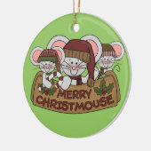 Vrolijke Christmouse Keramisch Ornament (Links)