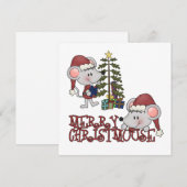 Vrolijke Christmouse met Boom Feestdagenkaart (Voorkant / Achterkant)