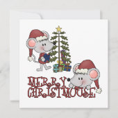 Vrolijke Christmouse met Boom Feestdagenkaart (Voorkant)
