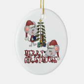 Vrolijke Christmouse met Boom Keramisch Ornament (Rechts)