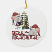 Vrolijke Christmouse met Boom Keramisch Ornament (Voorkant)