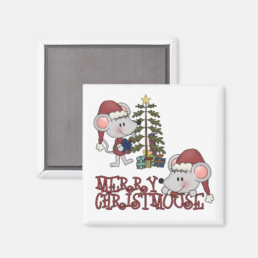Vrolijke Christmouse met Boom Magneet (Voorkant / Achterkant)
