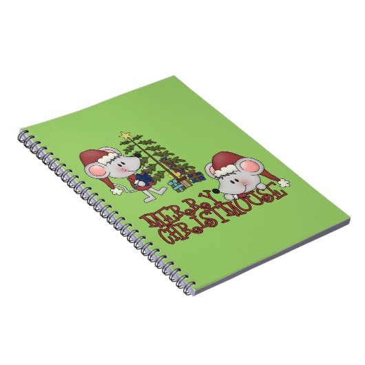 Vrolijke Christmouse met Boom Notitieboek (Rechterzijde)
