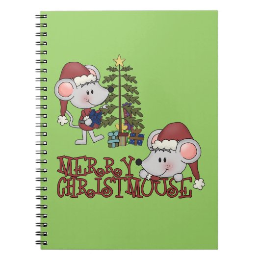 Vrolijke Christmouse met Boom Notitieboek (Voorkant)
