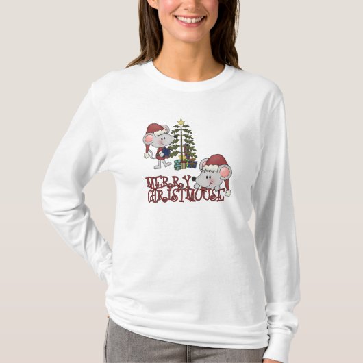 Vrolijke Christmouse met Boom T-shirt (Voorkant)