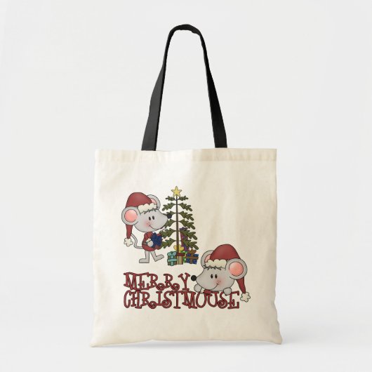 Vrolijke Christmouse met Boom Tote Bag (Voorkant)
