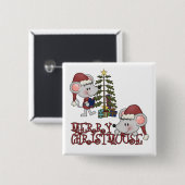 Vrolijke Christmouse met Boom Vierkante Button 5,1 Cm (Voorkant /achterkant)