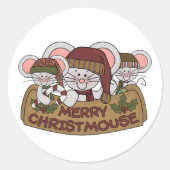 Vrolijke Christmouse Ronde Sticker (Voorkant)