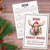 Vrolijke Christus-eland Kerstmis Moose Kalender Feestdagenkaart