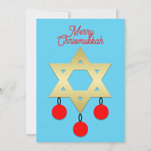 Vrolijke Christusmukkah Davidster en Ornamenten Feestdagenkaart (Voorkant)