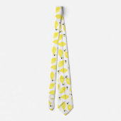 Vrolijke Citroenen Patroon Geel Monogram Naam Wit Stropdas (Achterkant)
