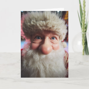Vrolijke Close-Up Kerstman Feestdagen Kaart