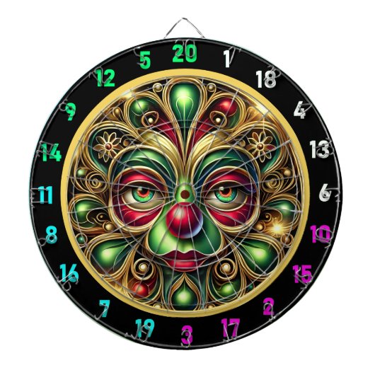 Vrolijke Clown Face met Big Red Nose Dartboard Dartbord (Voorkant)