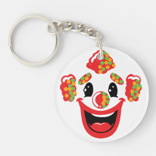 Vrolijke Clown met Kleurrijk Haar Sleutelhanger