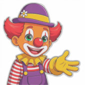 Vrolijke Clown Met Paarse Hoed Sticker (Voorkant)