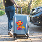 Vrolijke Clown Met Paarse Hoed Sticker (Koffer Insitu)