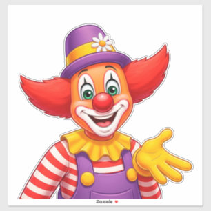 Vrolijke Clown Met Paarse Hoed Sticker