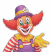 Vrolijke Clown Met Paarse Hoed Sticker (Voorkant)