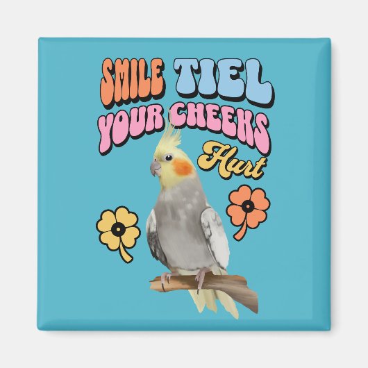 Vrolijke Cockatiel Parrot Magneet (Voorkant)