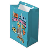 Vrolijke Cockatiel Parrot Medium Cadeauzakje (Voorkant Gekanteld)