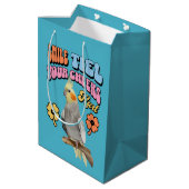 Vrolijke Cockatiel Parrot Medium Cadeauzakje (Achterkant Gekanteld)