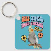 Vrolijke Cockatiel Parrot Sleutelhanger (Voorkant)