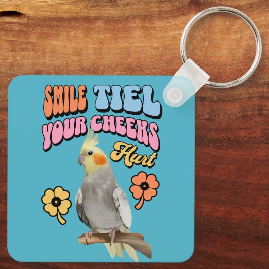 Vrolijke Cockatiel Parrot Sleutelhanger (Achterkant)