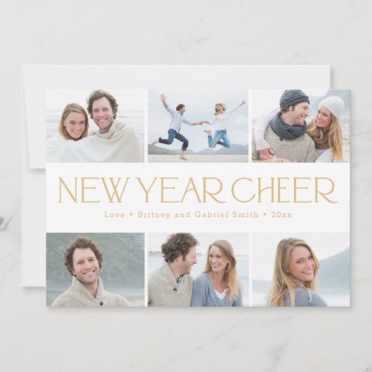 Vrolijke Collage Gelukkig Nieuwjaar Fotokaart Feestdagenkaart (Voorkant)