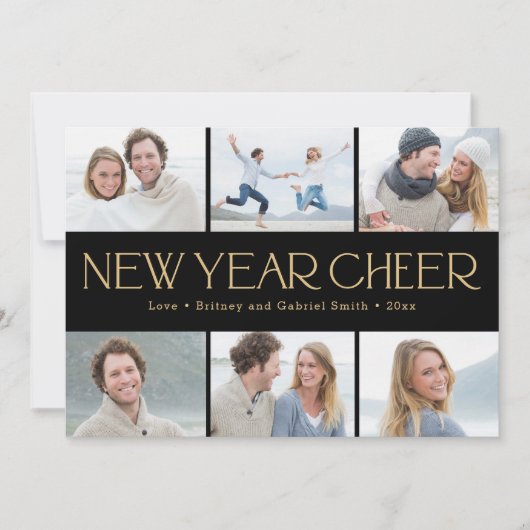 Vrolijke Collage Gelukkig Nieuwjaar Fotokaart Feestdagenkaart (Voorkant)