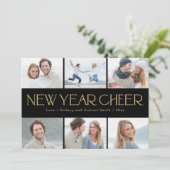 Vrolijke Collage Gelukkig Nieuwjaar Fotokaart Feestdagenkaart (Staand voorkant)