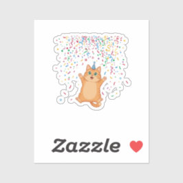 Vrolijke Confetti Feest Kat Kleurrijk Nieuwjaar Sticker