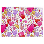 Vrolijke Confetti Harten  Groot Cadeauzakje (Achterkant)