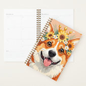 Vrolijke corgi hond kroon van madeliefjes en zonne planner (Display)