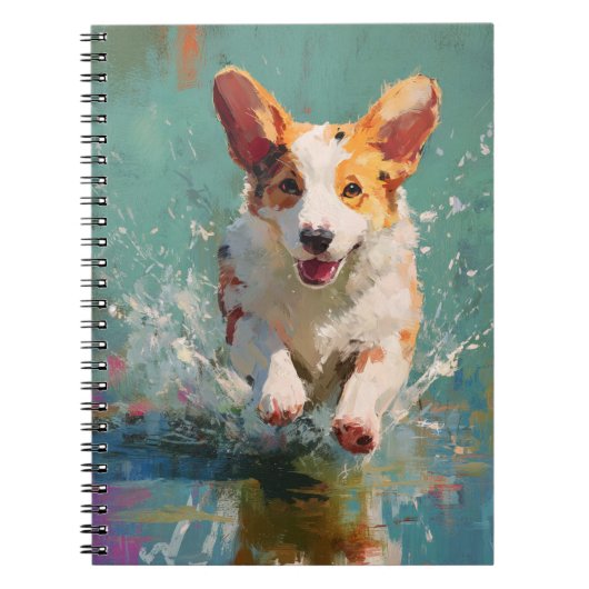 Vrolijke Corgi Splash Notitieboek (Voorkant)